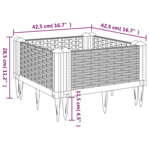 Schwarzer Pflanzkasten mit Erdspießen 42,5 cm