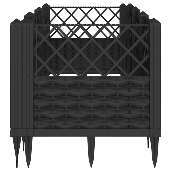 Pflanzkasten mit Erdspießen Schwarz 123,5 cm