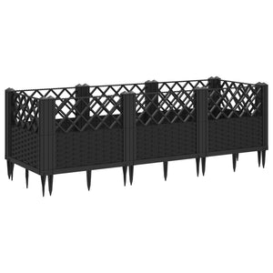 Pflanzkasten mit Erdspießen Schwarz 123,5 cm
