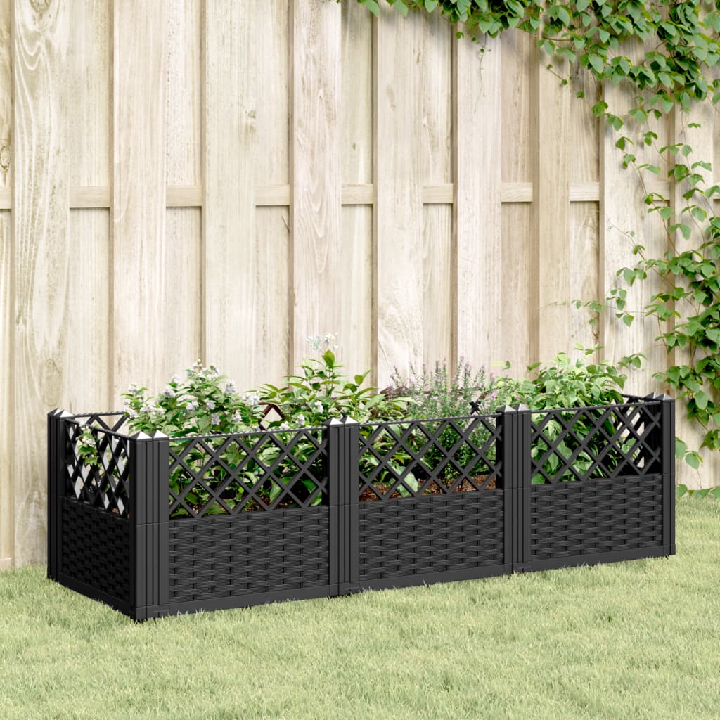 Pflanzkasten mit Erdspießen Schwarz 123,5 cm