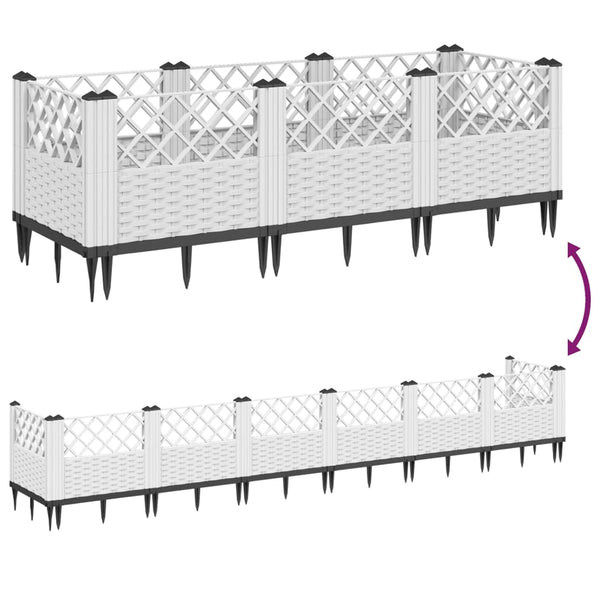 Pflanzkasten Weiß mit Erdspießen 123,5 cm
