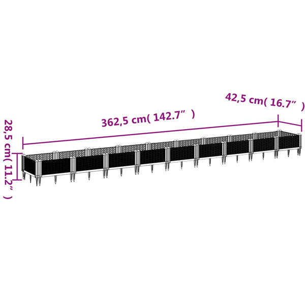 Pflanzkasten Braun mit Erdspießen 362,5 cm