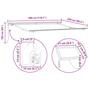 Manuelle Weinrote LED Markise 300x250 cm