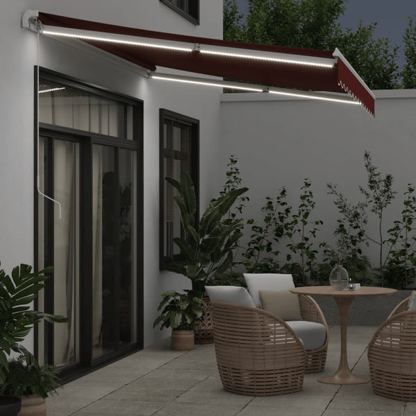 Manuelle LED Markise Weinrot 350x250 cm