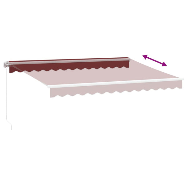 Manuelle LED Markise Weinrot 350x250 cm
