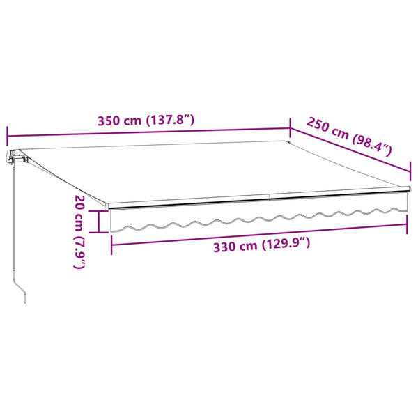 Manuelle LED Markise Weinrot 350x250 cm