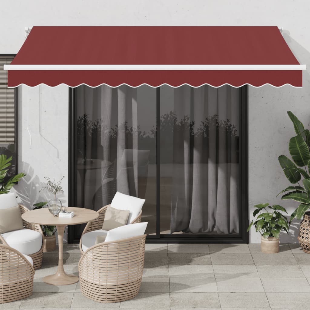 Manuelle LED Markise Weinrot 350x250 cm