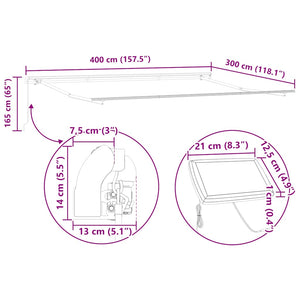 Manuelle Weinrote LED Markise 400x300 cm