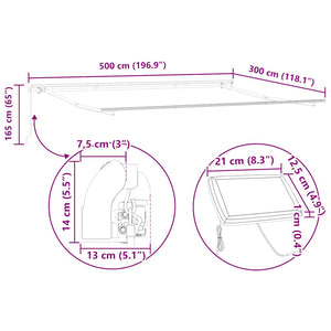 Manuelle Weinrote LED Markise 500x300 cm