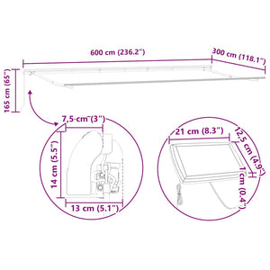 Manuelle Weinrote LED Markise 600x300 cm