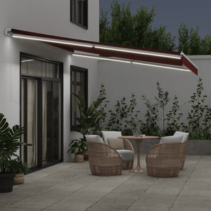 Manuelle LED-Markise Weinrot 450x350 cm