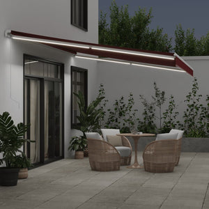 Manuelle LED Markise Weinrot 500x350 cm