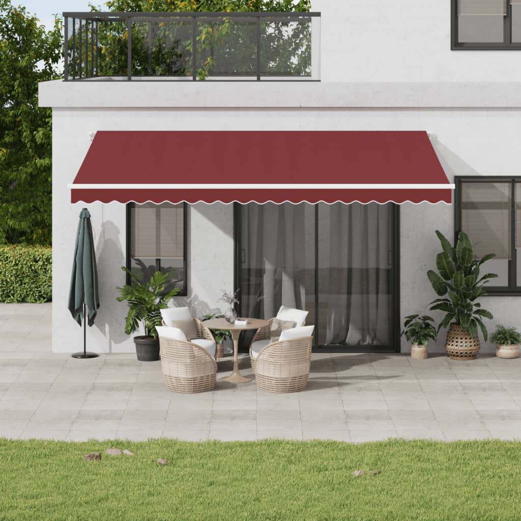 Manuelle LED Markise Weinrot 500x350 cm