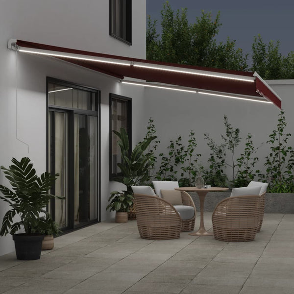 Manuelle Weinrote LED Markise 600x350 cm