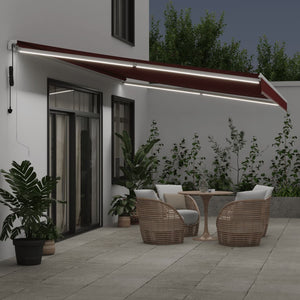 Automatische Weinrote LED Markise 600x350 cm