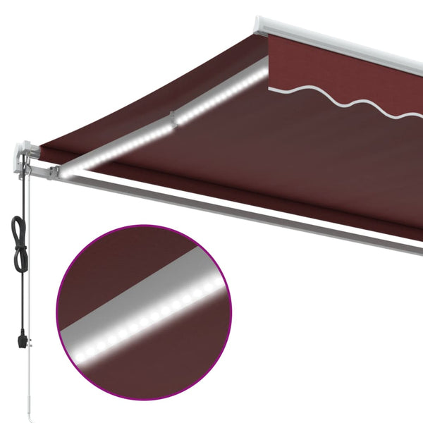 Automatische Weinrote LED Markise 600x350 cm