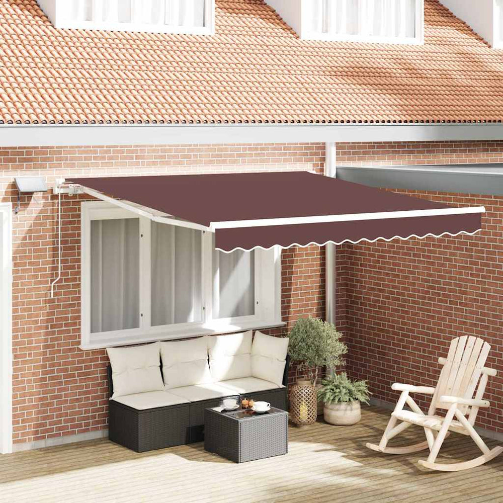 Manuelle LED Markise Braun 300x250 cm