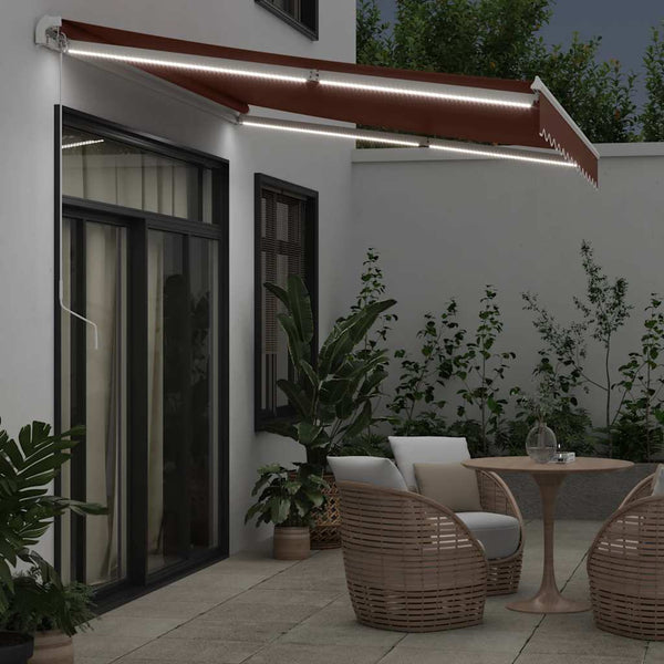 Manuelle Markise mit LED Braun 350x250 cm