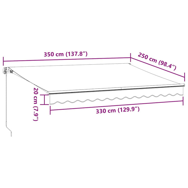 Manuelle Markise mit LED Braun 350x250 cm