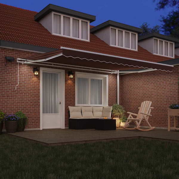 Manuelle LED Markise Braun 450x300 cm