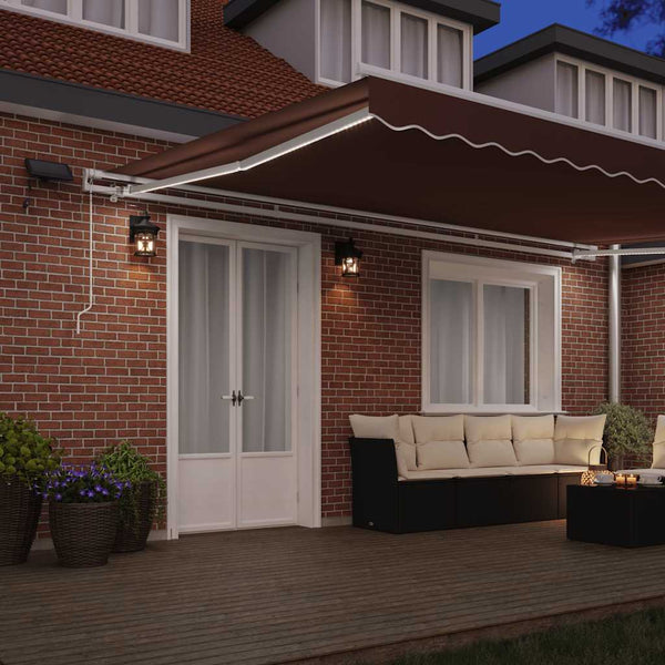 Manuelle LED Markise Braun 500x300 cm