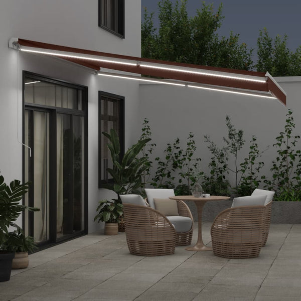 Manuelle LED Markise Braun 400x350 cm