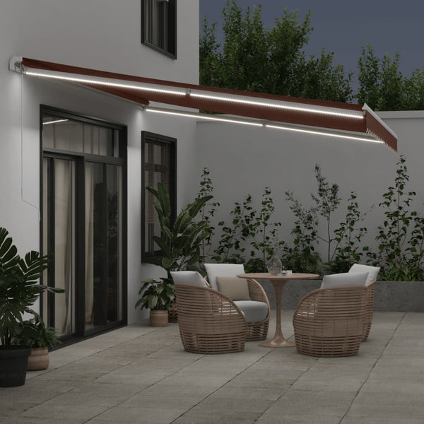 Manuelle LED Markise Braun 450x350 cm