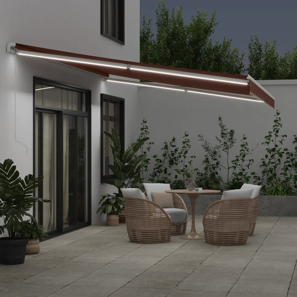 Manuelle LED Markise Braun 500x350 cm