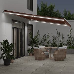 Manuelle LED Markise Braun 600x350 cm
