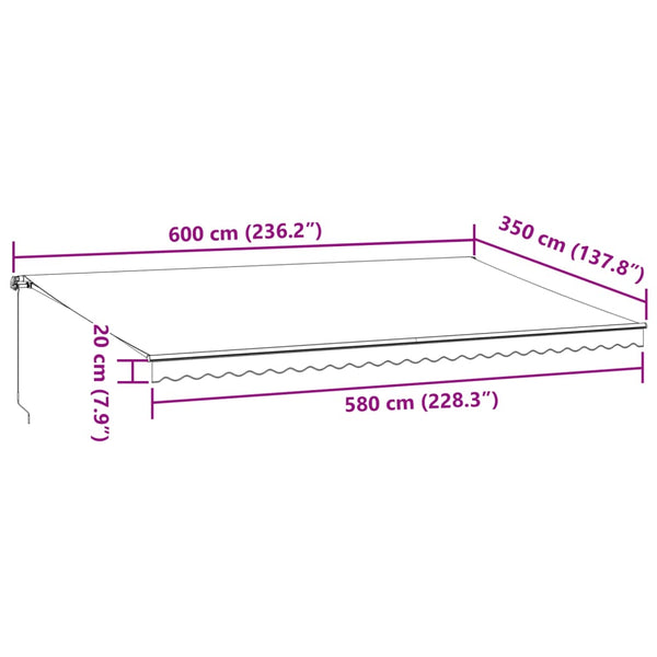 Manuelle LED Markise Braun 600x350 cm