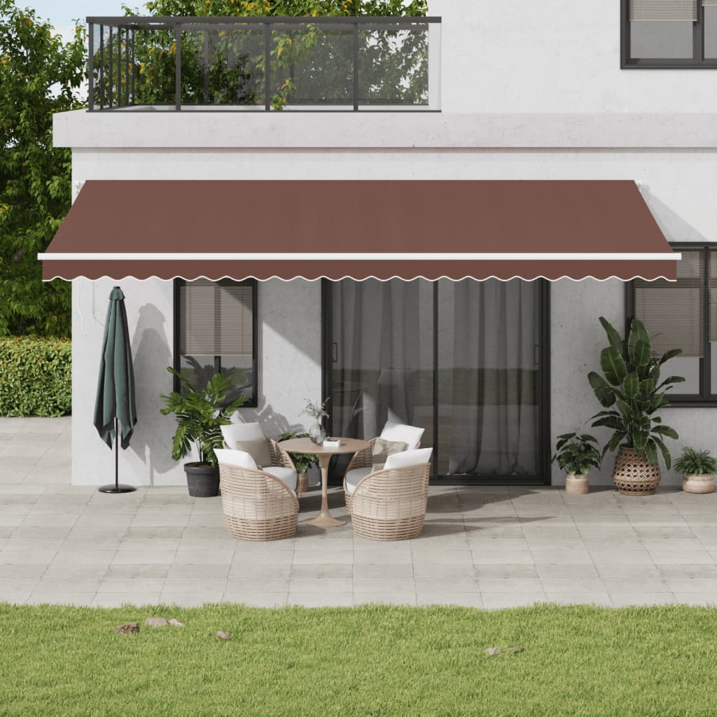 Manuelle LED Markise Braun 600x350 cm