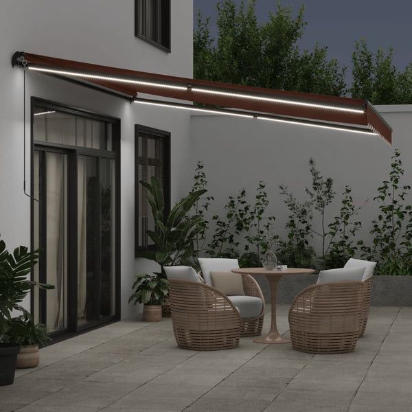 Manuelle LED Markise Braun 400x350 cm
