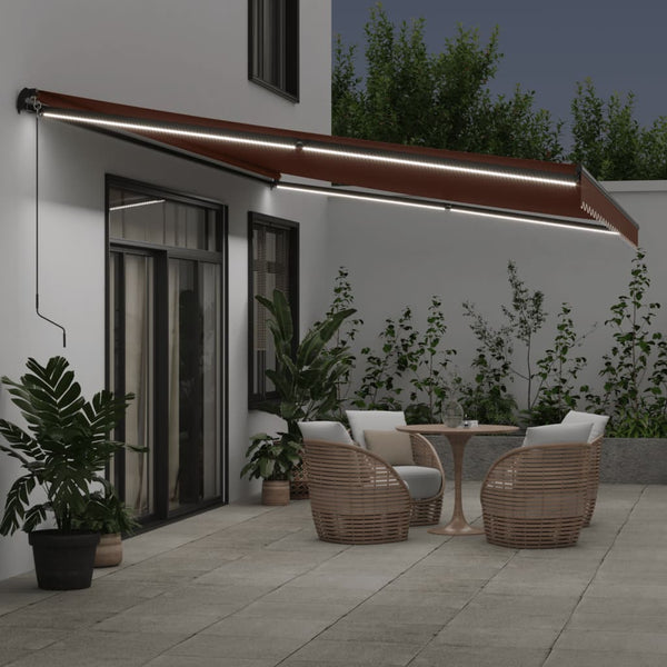 Manuelle Markise mit LEDs Braun 500x350 cm