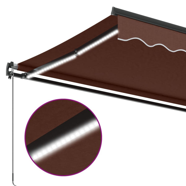 Manuelle Markise mit LEDs Braun 500x350 cm