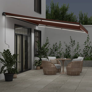 Manuelle LED Markise Braun 600x350 cm