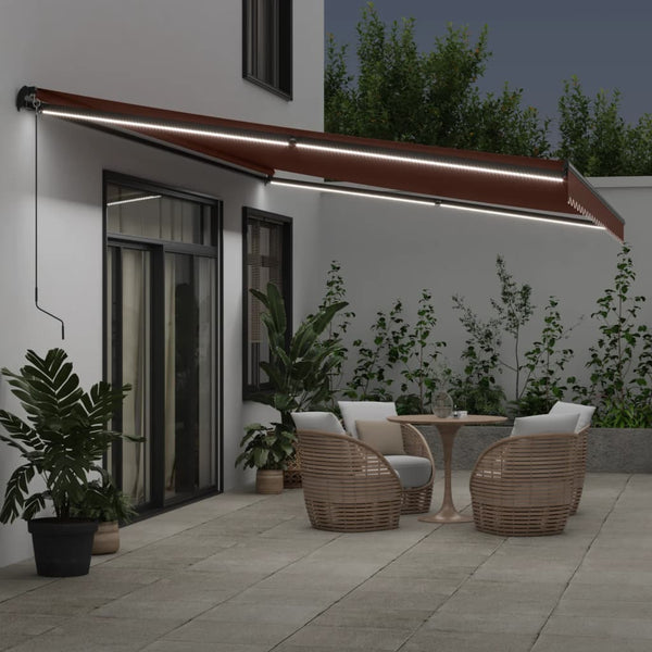 Manuelle LED Markise Braun 600x350 cm