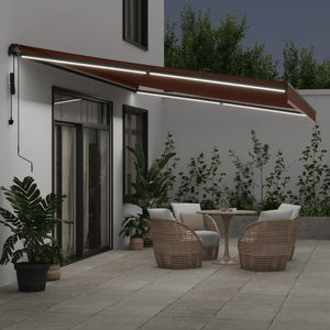 Automatische LED-Markise Braun 600x350 cm