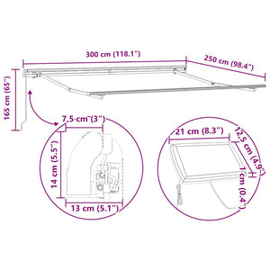 Markise mit LED Anthrazit & Weiß 300x250 cm
