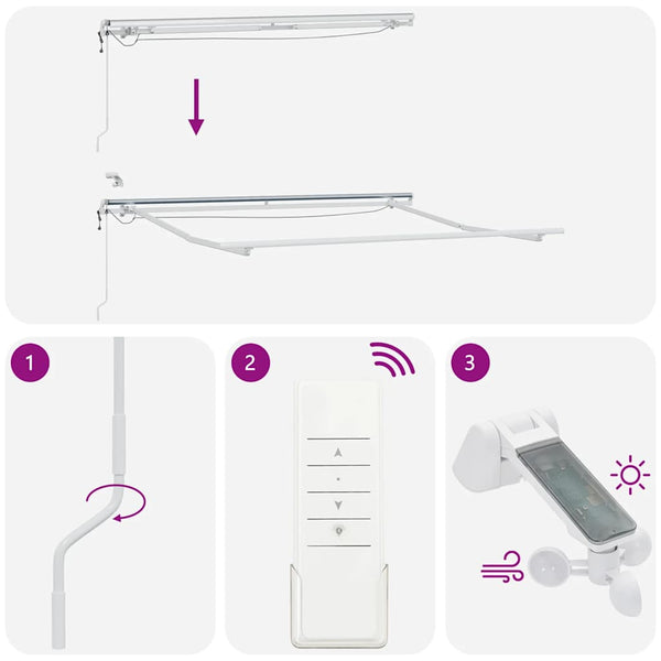 Automatische LED Markise, Anthrazit & Weiß, 300x250 cm
