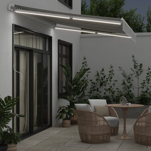 Markise mit LED Anthrazit & Weiß 350x250 cm