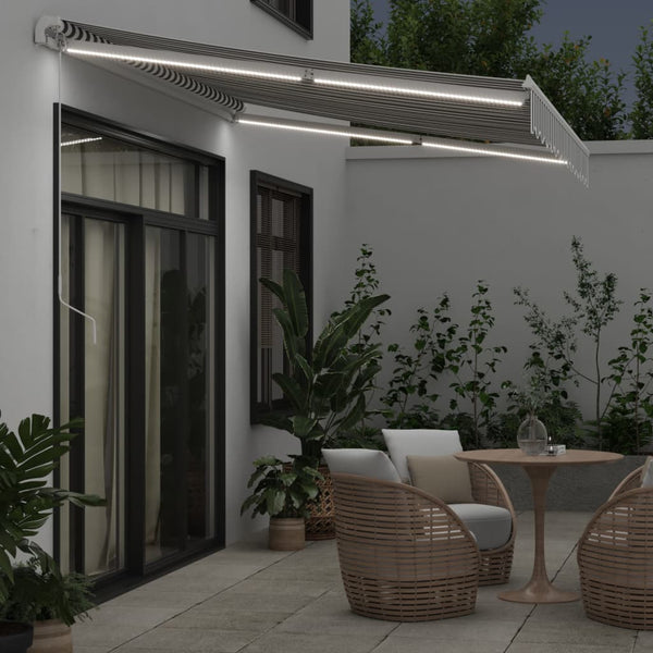Markise mit LED Anthrazit & Weiß 350x250 cm