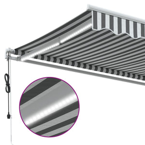 Automatische LED Markise, Anthrazit & Weiß, 350x250 cm