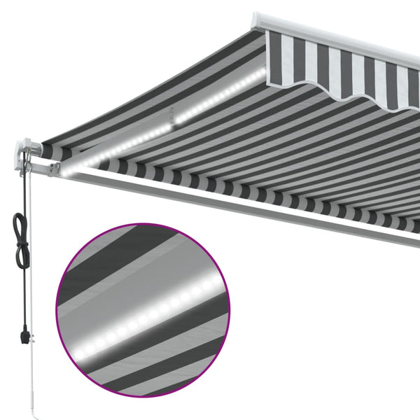 Automatische LED Markise, Anthrazit & Weiß, 350x250 cm