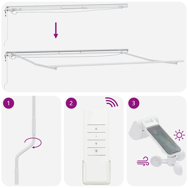 Automatische LED Markise Anthrazit & Weiß 500x300 cm