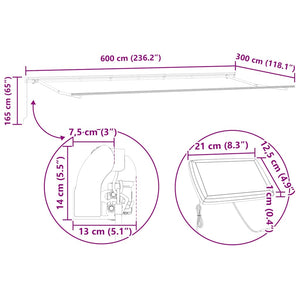 Manuelle LED Markise Anthrazit & Weiß 600x300 cm