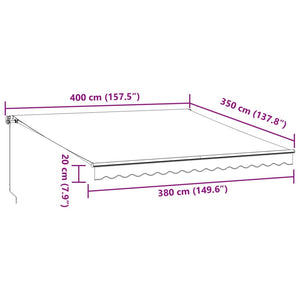 Manuelle LED Markise Anthrazit & Weiß 400x350 cm