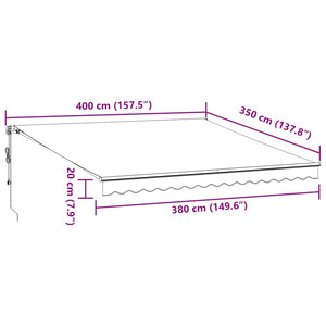 Automatische LED Markise Anthrazit & Weiß 400x350 cm