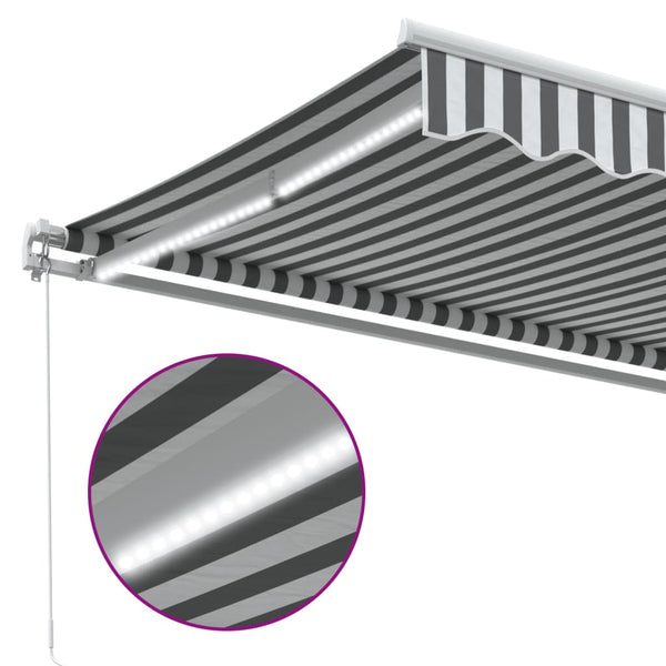Manuelle LED Markise Anthrazit & Weiß 450x350 cm
