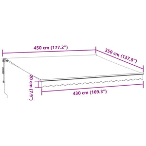 Manuelle LED Markise Anthrazit & Weiß 450x350 cm
