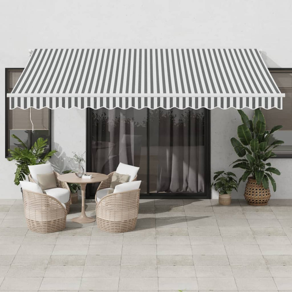 Manuelle LED Markise Anthrazit & Weiß 450x350 cm